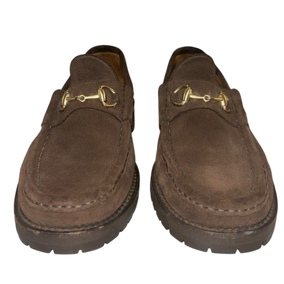 Gucci Suede Horsebit Lug Sole Classic Slip-On Loafers - Picture 4 of 7